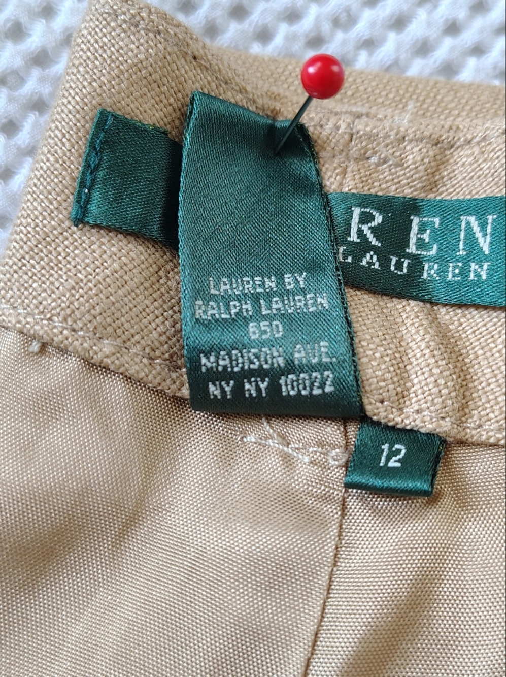Lauren Ralph Lauren Tan Linen Blend Dress Pants Size 12 - Picture 13 of 13